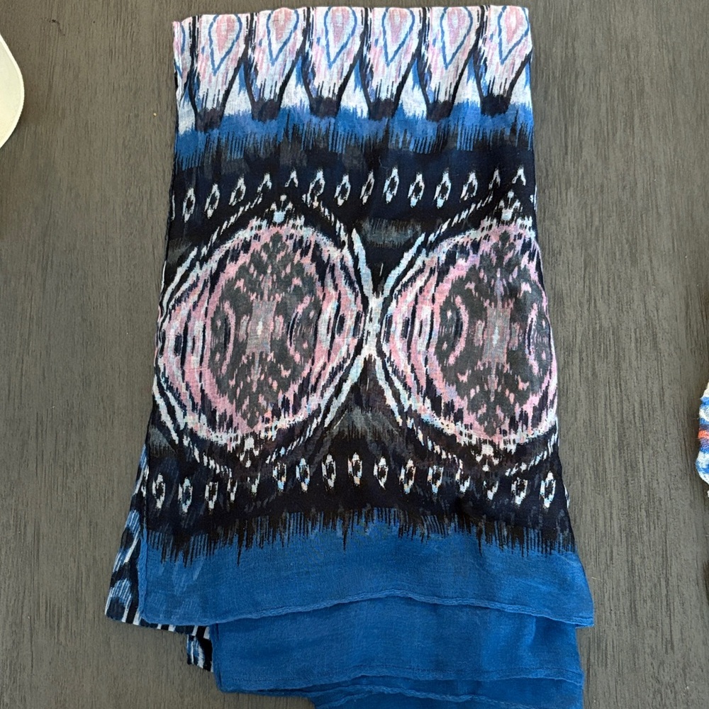 Blue and Pink Patterned Women's Scarf